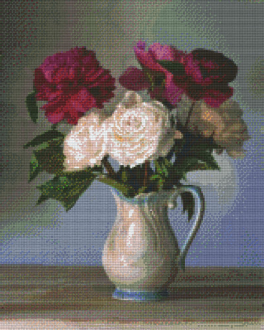 Roses In Vase Sixteen [16] Baseplate PixelHobby Mini- mosaic Art Kit image 0
